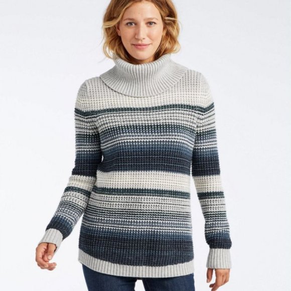 L.L. Bean Sweaters - L. L. Bean Women's Waffle Stitch Cowlneck Marino Wool Blend Sweater Size L